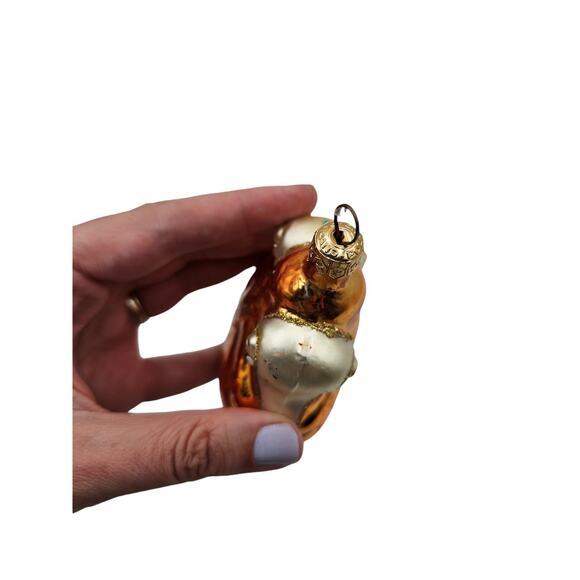 Vintage Poland Blown Glass Christmas Ornament Gold Nautical Shell - Picture 4 of 5